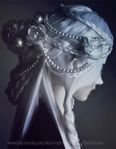 Gothic hair. White hair. Braids. Gothic Victorian. Couture Dior, Fantasy Hair, Hair Reference, Doll Hair, Hair Art, Fantasy Fashion, Ball Jointed Dolls