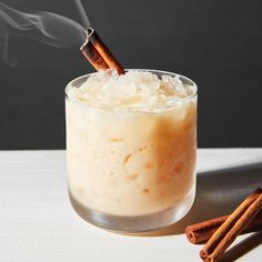 Smoke Show Recipe | Epicurious Japanese Cocktails, Drinks At Home, Cinnamon Syrup, After Dinner Drinks, Cocktail Book, Dark Rum, Grand Marnier, Old Fashioned Glass, Gin And Tonic