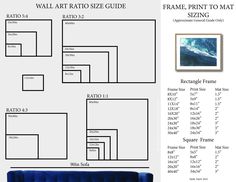 a blue velvet sofa with measurements for the frame, print to mat and other items