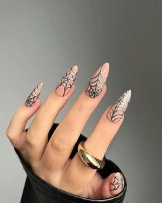 40+ Spooky and Fun Halloween Nail Art Ideas - HubPages Fall Acrylic Nail Designs 2023, Spooky Almond Nails Ideas, Metallic Halloween Nails, Neutral Spooky Nails, Halloween Pointy Nails, November Inspired Nails, Low Key Halloween Nails, Spooky Chrome Nails, Spooky Halloween Nails Simple