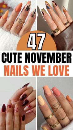 Nails For Thanksgiving, November Nail Art, November Nails Colors, November Nails Fall, Thanksgiving Nails Color, Thanksgiving Nails Design Fall, November Nail, November Nail Designs, Pumpkin Spice Nails