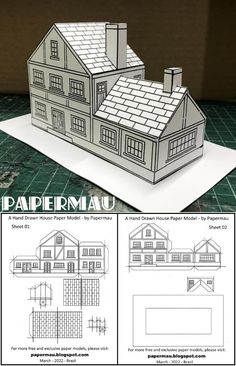 a paper model of a house on top of a piece of paper with instructions to make it