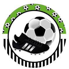 a soccer ball sitting on top of a pair of black and white adidas shoes