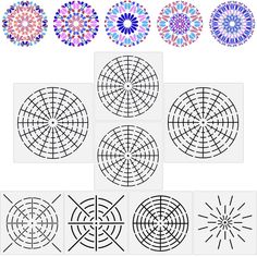 four different circular designs on white paper