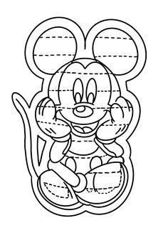 a mickey mouse cut out with lines on it