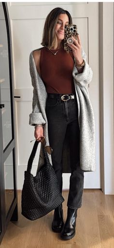 Cold Weather Outfits Business Casual, Brown Mules Outfit Work, Style For Women In Their 30s Classy, Indoor Mini Golf Date Outfit, Warm Work Outfit, Casual Friday Work Outfits Jeans, Rainy Day Teacher Outfit, Counselor Outfits Women, Office Attire Winter