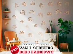 wall stickers boho rainbows are on the walls