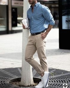 Beige chino, light blue shirt Shirt outfit men, Blue shirt outfit men Light Blue Shirt Outfit, Blue Shirt Outfit Men, Blue Outfit Men, Blue Chinos Men, Beige Pants Outfit, Chinos Men Outfit, Light Blue Chinos, Beige Pants Men, Beige Hose