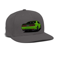 Snapback cap, size adjustable, featuring flat brim with contrasting green underside. 80% acrylic, 20% wool Casual Green Fitted Hat With Flat Bill, Casual Gray Flat Bill Fitted Hat, Gray Flat Bill Hat For Streetwear, Gray Flat Bill Fitted Hat For Streetwear, Urban Style Green Hat With Flat Bill, Green Flat Bill Fitted Hat For Streetwear, Green Casual Snapback Hat With Flat Bill, Gray One Size Fits Most Snapback Hat, Casual Green Snapback Hat With Flat Bill