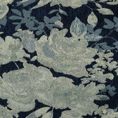 a blue and white floral pattern on fabric