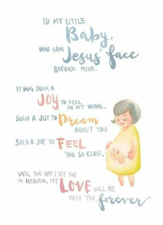 a watercolor drawing of a woman holding a baby in her arms with the words to my little baby jesus's face before him