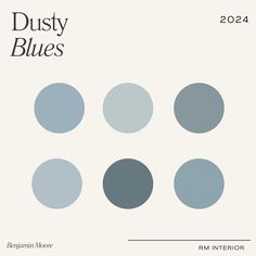 the cover of dusty blues, featuring blue circles and gray dots on a white background