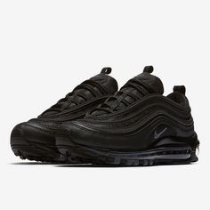 Luxury Black Nike Air Max Shoes, Nike Air Max Outfit, Black Leather Nike Air Max, Nike Air Max 90 Outfit, Nike Air Max 97 Women, Nike Wear, Nike Air Max 96 Ii Blackened Blue