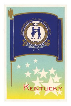 the kentucky state flag with stars in blue, yellow and white on it's side