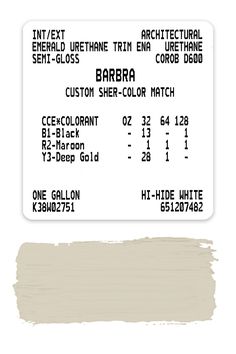 a white ticket with the name barbara on it