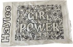 an adult coloring book with the title girl power written in black and white on it