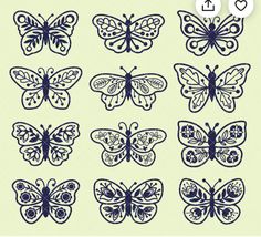 the butterfly stencil is shown in various sizes and colors