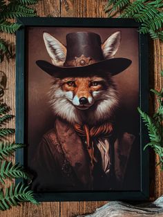 Old Western Fox art print! Inspired by the rugged landscapes and timeless charm of the Wild West, this unique piece captures the spirit of adventure and elegance. The striking fox depicted in this artwork brings a touch of nature's grace to any space. With its vintage-inspired aesthetic, this art print adds a nostalgic and rustic charm to your home decor. Display it in your living room, bedroom, or office, and let its captivating beauty whisk you away to a bygone era. Crafted with exceptional at Fox Portrait, Gothic Poster, Steampunk Animals, Fox Poster, Art Fox, Gothic Wall Art, Fox Painting, Portrait Vintage, Vintage Fox