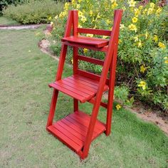 Add a little display space and organization inside or outside your home with this Acacia 3-Tier Plant Stand. This alluring dual-stain finish shelving unit boasts an environmentally-friendly lacquered finish. A tapered design provides three different levels of storage space and is perfect for indoor and outdoor use. Finding the perfect way to display your favorite plants and accessories just became much easier. Beachcrest Home™ Color: Barn Red | Beachcrest Home™ Giuseppe Acacia 3-Tier Plant Stand Wooden Plant Shelf, Wooden Cart, Garden Plant Stand, Support Pour Plante, Plant Stands Outdoor, Wooden Plant Stands, Plant Shelf, Wooden Flowers, Red Barns