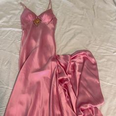 Pink Silk Formal Dress Size 2 Pink Silk Prom Slip Dress, Pink Silk Slip Dress For Prom, Formal Silk Dress, Pink Semi Formal Dresses, Pink Bridesmaid Dresses Mismatched, Mlp Au, Dark Pink Dress, Silk Formal Dress, Baby Pink Dresses