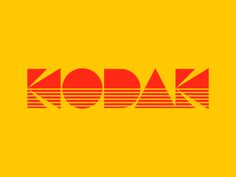 the word kodak on a yellow background with red and black letters that read kodak