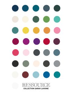 a poster with different colored dots on it