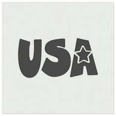 the word usa written in black and white with a star on it's side