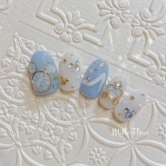 Disney Nails Characters, Nail Art Press On, Cinderella Nail Art, Cinderella Inspired Nails, Classy Disney Nails, Disney Nail Ideas, Cute Disney Nails, Disney Gel Nails, Asian Style Nails