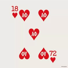 red hearts with the letters ao and an o on them are arranged in different shapes