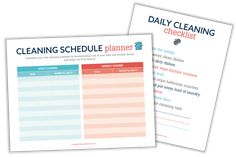 two cleaning schedules are shown on top of each other