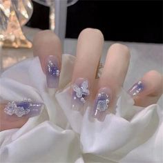 24pcs Butterfly False Nail Flowers Coffin Long Press on Nails for Nail Art Salon, #AD, ##Salon, #ADVERTISEMENT, #Art, #Nails, #Press Natural Nail Shapes, Long Square Nails, Nagel Tips, Manicure Diy, Jelly Nails, Text Stories, Girls Nails, Diy Manicure, Nail Arts