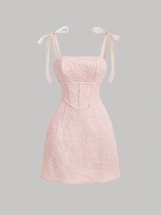 Pink Elegant Collar Sleeveless Woven Fabric Plain Cami Embellished Non-Stretch  Women Clothing Cute Pink Dresses, Pink Fancy Dress, Coquette Dresses, Short Pink Dress, Rose Bonbon, Dresses Pink, Mode Inspo, Looks Chic