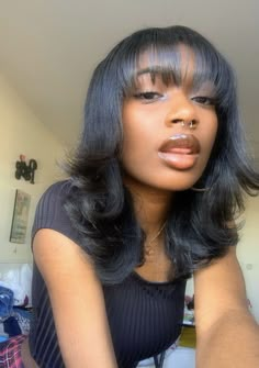 Blown Out Hair Black Women Short, Zoya Aesthetic, Y2k Hair, Y2k Hairstyles, Long Layered Hair, Hairstyles Black, Baddie Hairstyles, Black Girls Hairstyles, Aesthetic Hair