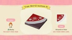 an animal crossing game screen with the text tree skirt bottom r