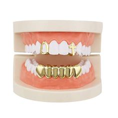 PRICES MAY VARY. 1、Made from fine brass metal and plated with 18K real gold which doesn’t easily fade. High quality brass is used as base metal to keep our grillz durable and not easy to broke. 2、One size fit most: It will fit 99% of the people with our adjustable silicon molding bars. EVEN if you have chipped or crooked teeth! This means that it fits any mouth size regardless of the shape of your mouth. 3、Suitable for all occasions: Our dazzling Grillz can be perfect for any occasion, such as h Grillz For Women, Gold Teeth Grills, Gold Grills, Tooth Caps, Tooth Ornaments, Fang Grillz, Bottom Grillz, Teeth Caps, Gold Grill