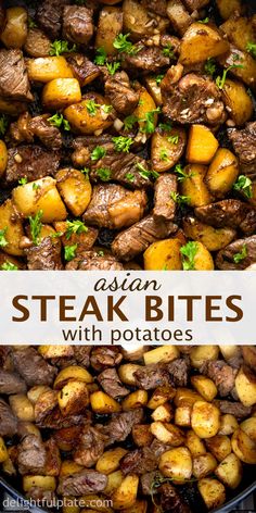 Steak Bites With Potatoes, Steak Bites And Potatoes, Asian Steak, Beef Cubes, Asian Steak Bites, Steak Bites, Crazy Cakes, Think Food