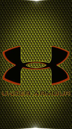 the under armour logo is shown on a black and yellow background with an orange stripe