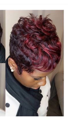 Red 27 Piece Quick Weave Pixie, Twa Hairstyles, Cute Short Haircuts, Hair Due, Short Sassy Hair, Hot Hair Styles, Sassy Hair, Hair Affair