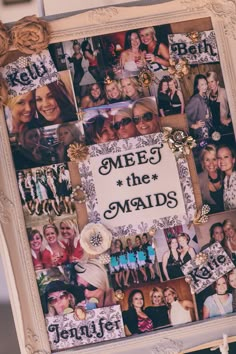 a collage of photos with the words meet the maids on it