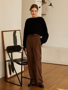 Composition : Polyester70%, Rayon27%, Spandex3%Color : Brown_S,Brown_MCountry of Origin : KOREA Brown Tailored Pants Outfit, Brown Office Outfit, Brown Slacks Outfit, Brown Pants Outfit For Work, Brown Trousers Outfit Women, Brown Trousers Outfit, Tailored Pants Outfit, Slacks Outfit, Brown Pants Outfit