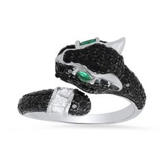 Sterling Silver Black Panther CZ Ring | Kylie Harper Lab Created Sterling Silver Black Panther CZ Ring, 9 Panther Ring, Box Pouch, Ring Gifts, Snake Ring, Rings Jewelry Fashion, Cubic Zirconia Rings, Women Diamond, Cz Ring, Sterling Silver Bands