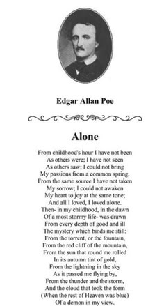 an image of edgar allen poe in the poem along with other words and pictures on it