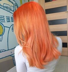 Neon Peach Hair, Semi Permanent Hair Color, Pastel Hair, Dye My Hair, Hair Dye Colors, Red Hair Color, Cool Hair