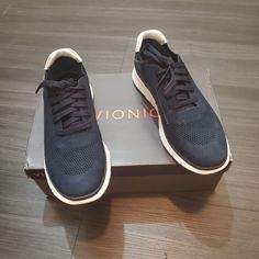 New In Box Vionic Fresh Joey Navy Sneakers Joey Is The Casual-Chic Sneaker You Won't Want To Take Off All Season Long. With Velvety-Soft Tumbled Nubuck In Four Must-Have Color Ways, This Low-Profile Lace Up Is Sure To Become A Favorite For Around-Town Fun. Upper: Nubuck Footbed: Co-Molded Proprietary Eva With Memory Foam Compound. Outsole: Rubber. Lacing System For Adjustability. Gray Sneakers, Navy Sneakers, Chic Sneakers, Color Ways, Vionic Shoes, Grey Sneakers, Casual Chic, Memory Foam, Athletic Shoes