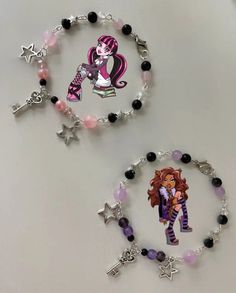 Draculaura Bracelet, Matching Braclet Ideas, Bracelet Ideas Matching, Monster High Bracelet, Matching Bracelets Ideas, Matching Bracelet Ideas, Crystal Bead Jewelry, Bracelet Inspo