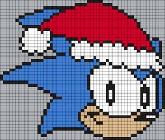 an image of sonic the hedgehog pixellated in blue, red and white colors