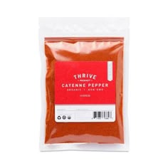 a bag of cayenne pepper on a white background