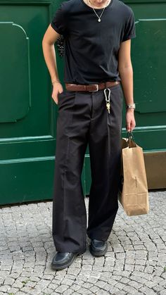 Fashion Trends Men, Business Core Aesthetic, Pinstripe Pants Outfit Men, Outfit Classic, Jazz Outfit, Downtown Boy Outfits, Black Shirt Outfit Men, Men Outfits Aesthetic, Formal Streetwear