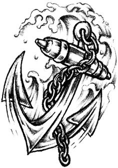 an anchor and chain tattoo design