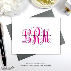 Personalized Monogram Note Card Set / Personalized Stationery | Etsy Monogrammed Stationery, Folded Note, Gift Best Friend, Cards With Envelopes, Notecard Set, Personalized Note Cards, A2 Size, Bridal Shower Gift, Personalized Monogram